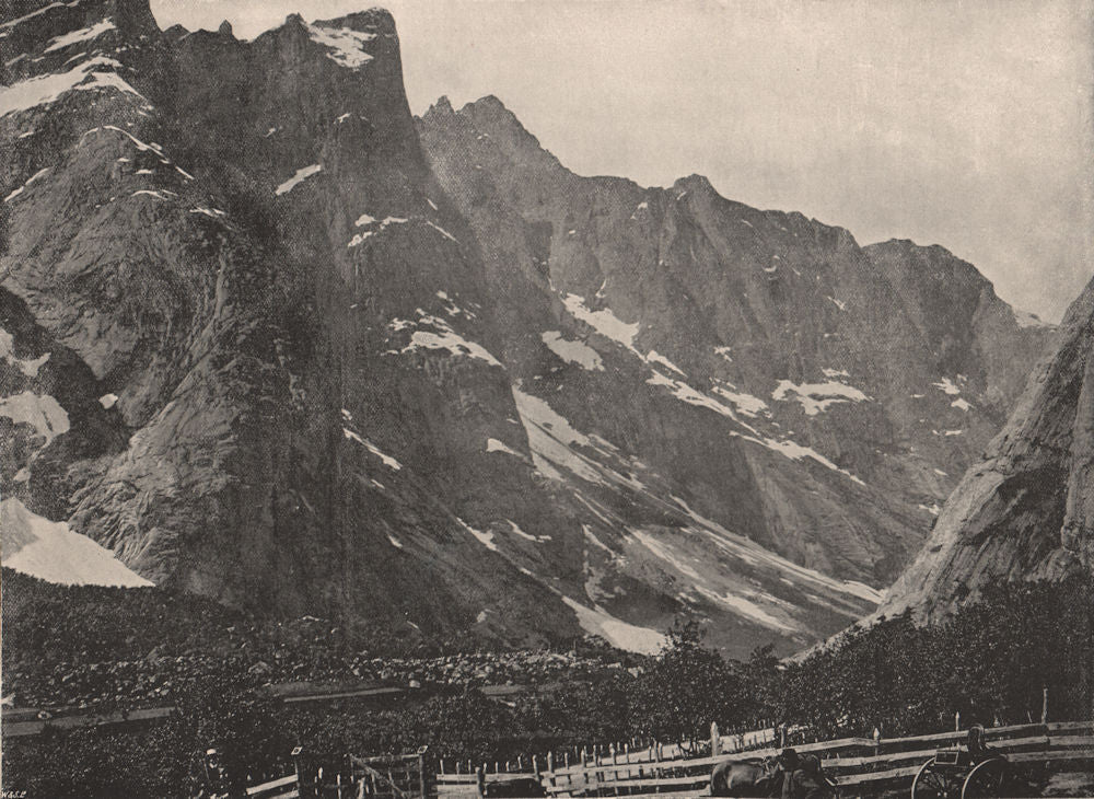 HORHEIM. The Troldtinderne peaks, Horheim. Norway 1895 antique print